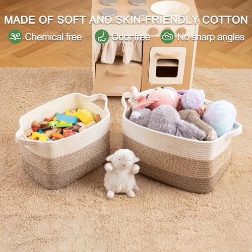 OIAHOMY Woven Storage Basket, Cotton Rope Baskets for Toys,Towel, Clothes, Used to Bathroom,Living Room,Nursery,Bedroom, 16"x12"x10"- Pack of 3, Gradient Yellow - color: Gradient Yellow, size: 3 pcs-16”x12”x10”