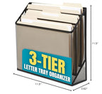 1InTheOffice 3 Tiers File Folder Organizer, Desk Sorter, Black Mesh