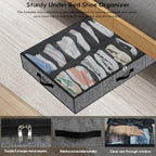 Onlyeasy Sturdy Under Bed Shoe Storage Organizer with Handles and Clear Window Fit 16 to 32 Pairs, Premium Foldable Shoes Container Box for Closet, 37.7x 23.6x 5.9 inch, Cotton-like Black, MXBUBS16P2 - color: 2 Shoes (16+16 Cells) Cotton-like Black