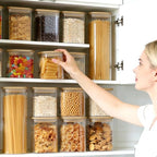 7 Pack Square Glass Storage Containers with Lids, Multi-Size Canisters Sets for the Kitchen & Pantry food storage jar – Ideal for Storing Pasta, Cereal, Flour, Sugar, Nuts, Coffee Beans & More