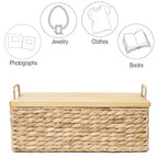 Handmade Water Hyacinth Woven Storage Basket with Lid, Multi - Functional Wicker Organizing Baskets (Set of 2) - size: Large and Small (Set)