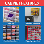 Akro-Mils 26-Drawer Plastic Drawer Storage Cabinet for Garage Organization, Bead Organizer, Building Bricks Storage, Teacher Toolbox, Makeup Organizer, 20" W x 6" D x 10" H, 10726 Black - size: 26-Drawer