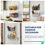 2 Pack Hanging Wall Basket Wire Storage Baskets, Adhesive Basket for Cabinet Door Organizer No Drilling, Hanging Fruit Baskets for Kitchen, Pantry Organization, Bathroom, Black - style: No Drilling,2pack