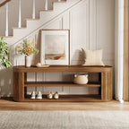 Tribesigns 47.2" Wooden Entryway Bench with 2-Tier Shoe Storage, Farmhouse Dining Bench with Adjustable Foot Pads, End of Bed Stool for Bedroom, Hallway, Living Room, Dining Room, Rustic Brown - color: Brown