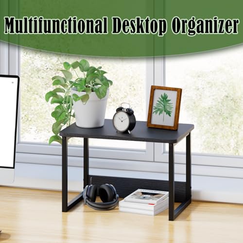 MARTY Printer Stand with Storage for Desk, Desktop Printer Stand Shelf Organzier for Home/Office Heavy Duty Printer Riser Under Desk Small Printer Table for Fax Machine Copier Scanner(Black) - color: Black, size: 2 Tier