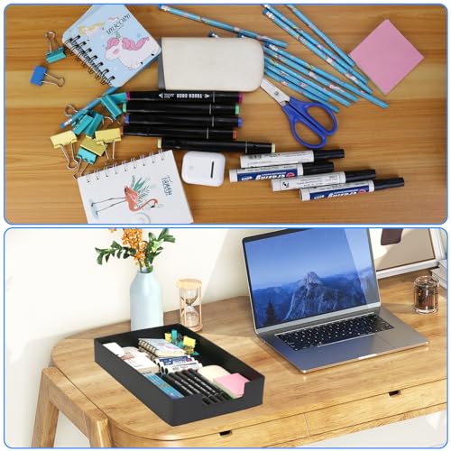 Letter-Size Tray, Desk Drawer Organizer, A4 Plastic Paper Tray, Multi-use Large Storage Basket for Office Home Supplies,13 x 9.6 inch - color: Black 1pc