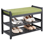 PETKABOO Shoe Rack Bench with Storage 27.6 in, Black Shoe Storage Bench with Cushion for Entryway, Hallway, Bedroom, Living Room - color: Black, style: 28 in
