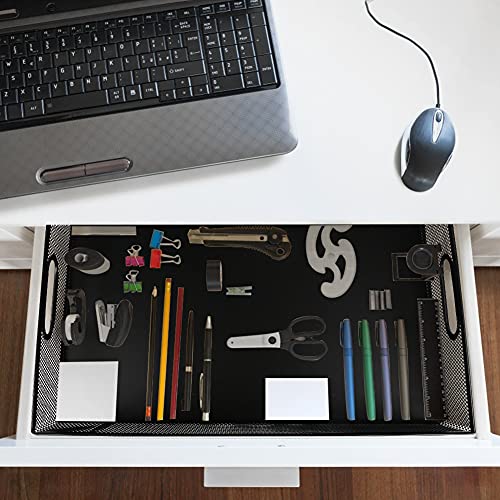 2Pcs Desk Drawer Organizer, Stable Metal Mesh Desk Storage Tray, Versatile Storage Box Set for Office Home Supplies,13 x 9 inches - color: Black A4 L-2Pcs