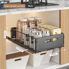 Pull Out Cabinet Organizer, Slide Out Cabinet Organizer Heavy-Duty Carbon Steel Expandable Drawer Adjustable Sliding Shelf Under Sink Rack Shelf for Kitchen Pantry Bathroom Closet - color: black small 2pcs