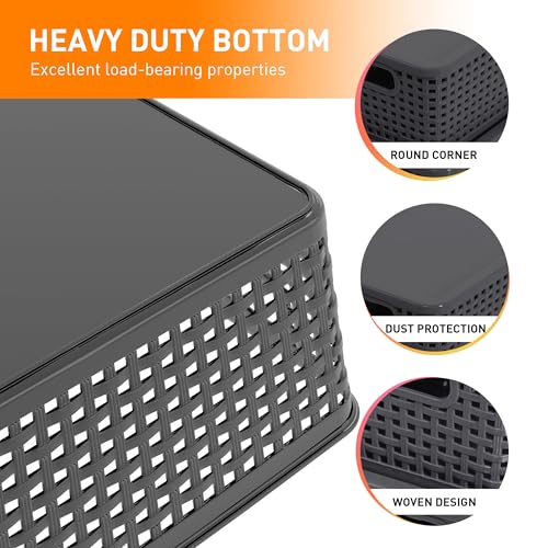 Plastic Storage Baskets With Lid, Storage Bins for Organizing, Stackable Decorative Containers for Shelves Drawers Desktop Closet Playroom Classroom Office,10 Pack-Grey - color: Grey, size: 10 Pack