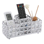 Hipiwe Crystal Remote Control Holder Bling Makeup Brush Holder Organizer Desktop Cosmetics Brushes Storage Cup Pen Pencil Storage Pot Cup for Dresser Bathroom Office, 3 Slot - style: 3-Slot, Silver
