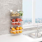 2PCS Kitchen Storage Metal Wire Fruit Basket - SUS304 Stainless steel Organizer Storage Bin Baskets for Bathroom - Space Saving Design for Pantry Organization, Spice Rack,Self Adhesive（Silver） - size: 11.8Inch 2PCS