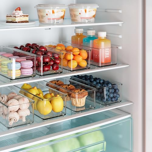 Heyuzb 4 PACK Freezer Organizer Bins Clear Stackable Storage Bins for Fridge Organization and Storage - size: 4 PACK