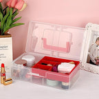 JUXYES Plastic Fishing Tackle Box Organizer with Removable Dividers, Clear Fishing Tackle Storage Boxes with Handle, 2 Layer Fishing Tackle Tray Box Lure Box, Red - color: Red