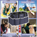 SCAVATA Wearable Caddy Bag, Cleaning Supplies Organizer With Handle & Shoulder Straps for Housekeepers, Under Sink & Car Tool Organizers With 4 Foldable Divider (NavyBlue) - color: NavyBlue