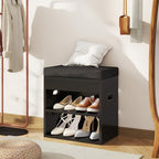 YMYNY Small Shoe Storage Bench with Cushion and Drawer, 2 Tier Adjustable Entryway Bench with Storage, Wooden Shoe Rack Bench for Entryway, Living Room, Hallway, Closet, Bedroom, Black, HSC002B - color: Black