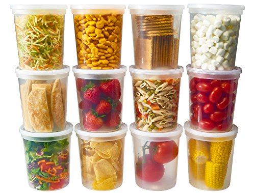 DuraHome - Deli food Storage Containers with Lids 32 oz, Quart Pack of 24 Leak-proof Freezer Safe Microwaveable Soup Storage Container - Clear Plastic Premium Quality - size: 32 oz. (24 Sets)
