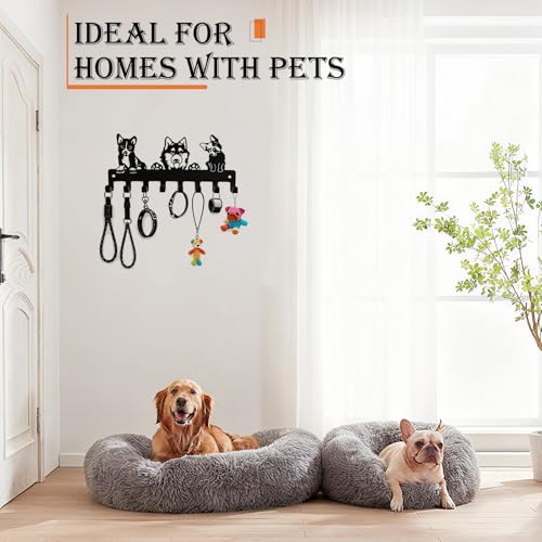 Dog Leash Holder for Wall, Key Holder Wall Mount with 8 Metal Hooks, Screw Mounted Pet Leash Organizer for Entryway, Keys, Collars, Harnesses and Bags - style: 8-Hook