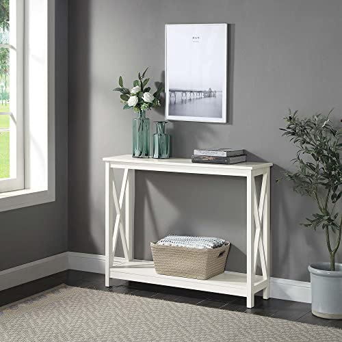 Convenience Concepts Oxford Console Table 39.5" - Sofa Table with Storage Shelf, Transitional Entryway Hall Table for Living Room and Bedroom, Display Foyer Table, Ivory - color: Ivory
