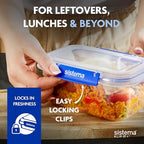 Sistema KLIP IT+ 3.35L Rectangle Food Storage Containers (3-Pack), Stackable & Airtight Food Boxes with Lids, Dishwasher, Freezer, & Microwave-Safe, BPA-Free, School Lunch Boxes - size: 3.35L (3-Pack)