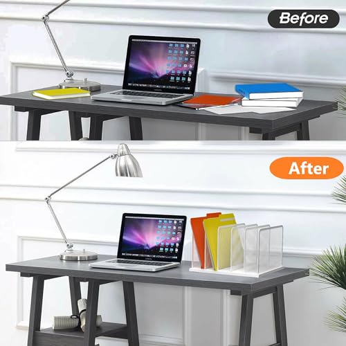 Kuntine.B Desk File Organizer Upright Mesh Desktop Organizer File Sorter Office Organization File Holder for Home, Office & Classroom (White, 1 Pack 5-Section) - color: White, size: 1 Pack 5-Section