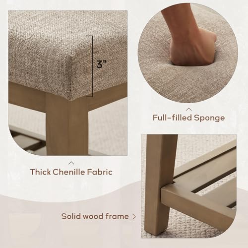 Zihanhome Entryway Shoe Bench with Cushion, End of Bed Bench,Upholstered Bench for Kitchen, Bench with Solid Wood Shelf, Fabric Ottoman Bench for Hallway, Living Room (Brown) - color: Brown