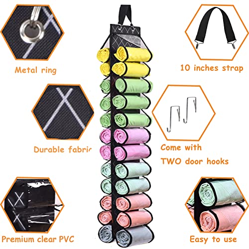 Legging Storage Bag Storage Hanger Can Holds 24 Leggings or Shirts Jeans Compartment Storage Hanger, Foldable Leggings Organizer Clothes Portable Closets Roll Holder (Color-LX) - color: Color-LX