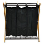Oceanstar XBS1484 Bamboo 3-Bag Laundry Sorter Black, 29.75 in. H x 19.10 in. W x 27 in.
