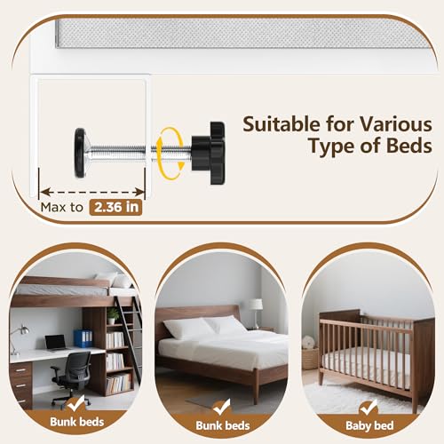 2 Tier Bedside Shelf for Dorm Bunk Bed, Under Mattress Bedside Shelf Clip On Nightstand with Fabric Drawer, Bed Side Table Tray Organizer, Bedside Tray with Cable Management, Back to School (white) - color: White
