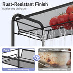 TOOLF 4-Tier Rolling Cart, Metal Utility Cart with 3 Hooks, Easy Assemble Mobile Storage Trolley On Wheels, Metal Shelving Units Kitchen Bathroom Laundry Room - color: Black, size: 4-Tier