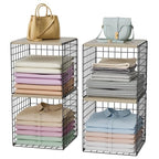 Hencawima 4-Tier Stackable Closet Organizers and Storage, Dual-Layer Reinforced Clothing Cube Shelves with Wood Tops, Sturdy Clothes Storage Bins & Shelf Basket for Wardrobe, Closet Organizer System