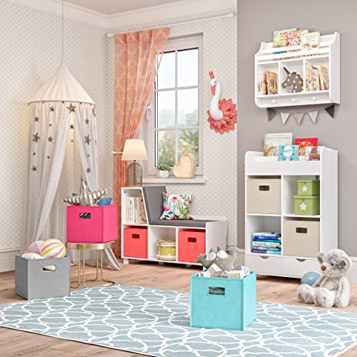 RiverRidge Folding Storage Bins with Handles Hot Pink Cube Storage Organizer for Closet, Bedroom & Playroom - Closet Organizers and Storage Set of 2 - color: 2 Hot Pink Bins