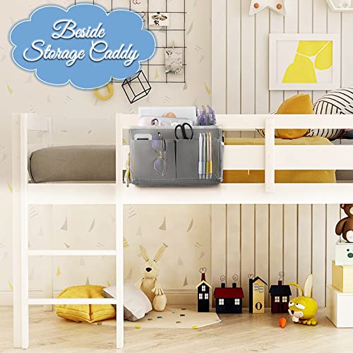Bedside Caddy Bedside Hanging Storage Basket Bed Caddy for Headboards Bunk Dorm Rooms Crib Beds Rails Organizer (Grey) - color: Grey