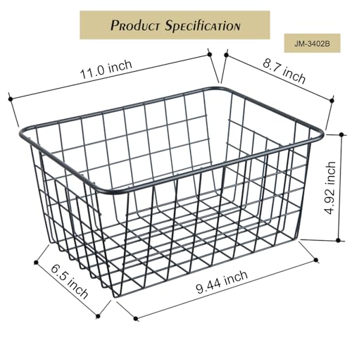 JUNCHU CHERRY Wire Kitchen Storage Basket 4 Packs,Perfect Pantry Organization Accessories Basket,Laundry Baskets,Countertop Organization,Suitable for Kitchen,Bathroom,Bedroom,Tabletop,Stackable,Black - color: Black