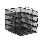 Mind Reader Stackable Paper Tray, Desktop Organizer, File Storage, Office, Metal Mesh, 10.5" L x 13.5" W x 11.25" H, 4 Pcs., Black - color: Classic Black