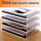 HeZone Paper Organizer, 2 Tier Stackable A4 Size Acrylic Letter Tray, Office/Home/School Organization - Clear - style: 2-layer horizontal tray