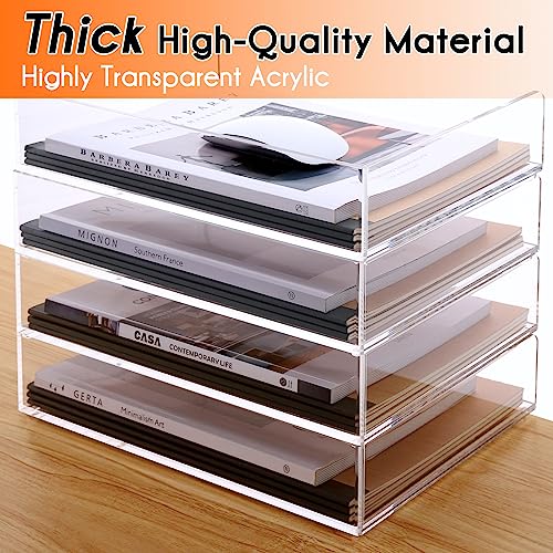 HeZone Paper Organizer, 2 Tier Stackable A4 Size Acrylic Letter Tray, Office/Home/School Organization - Clear - style: 2-layer horizontal tray