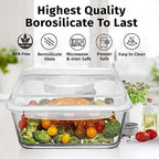 6500 ML / 220 oz / 28 Cup LARGE Glass Food Storage Container with Airtight Locking Lid. Ideal Storing food, Vegetables, Fruits. Baking Casserole, Lasagna, Roasting Turkey, Chicken BPA Free Oven Safe - size: 6500 ml