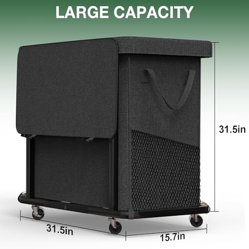 60 Gal(230L) High Grade Large Laundry Basket with Wheels, Rolling Laundry Hamper, Laundry Cart with Metal Frame and Removable Bag Design, Suitable for Laundry Room, Bedroom (Black, 3 Section 230L) - color: Black, size: 3 Section 230L