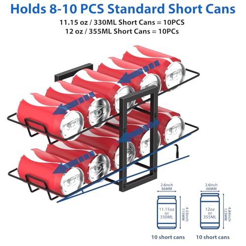 MOOACE 4 Pack Can Rack Organizer, 2 Tier Kitchen Canned Food Storage Dispenser Holds up to 40, Can Organizer for Cabinet Pantry Refrigerator Countertop, Black