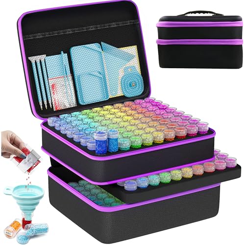 ARTDOT 240 Slots Storage Container for Diamond Art Kits for Adults,Portable Bead Storage Boxes for Diamond Painting Accessories and Tools - color: Black, size: X-Large