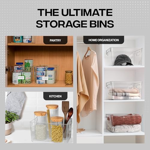 ClearSpace Clear Plastic Storage Bins – Pantry Organizers & Storage Containers, Cabinet Organizer - Home Organization Must Haves for Kitchen, Laundry Room, Office, Closet, Garage & Freezer - size: 4 Pack