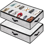 Under Bed Shoe Storage Organizer for Closet 2 Pack- Fits 24 Pairs Underbed Shoes Container Boxes Light Grey - color: Light Grey-24pairs, style: Regular Handle