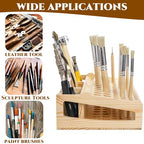 Acshio Leather Craft Tool Holder, 98 Holes Wooden Desktop Leather Working Tools Organizer with 3 Slots, Professional Large Making Punch Tools Rack Stand Storage Box for Brushes, Craft Tools