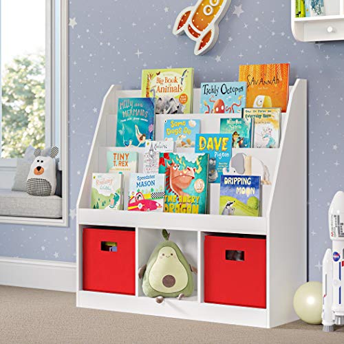 RiverRidge Folding Storage Bins with Handles Red Cube Storage Organizer for Closet, Bedroom & Playroom - Closet Organizers and Storage Set of 2 - color: 2 Red Bins