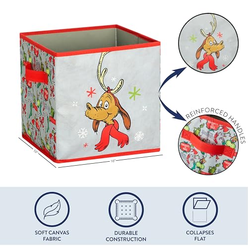 Idea Nuova Storage Cubes for Kids,2 Pack Collapsible Fabric Bins with Handles, Holiday Organizer Boxes for Bedroom, Playroom & Nursery, Festive Christmas Storage Baskets,Grinch Dr. Seuss - color: Grinch Dr Seuss