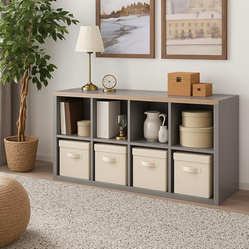 ShellKingdom Storage Bins, Foldable Fabric Storage Cubes with Lid, Clothes Storage Organizer Drawer For Closet Toys Storage, 10.5 X 10.5 X 11 INCH, 2 Pack (Beige) - color: Beige, size: 11 inch (2 Pack)