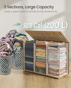 SONGMICS Laundry Hamper with Lid, 52.8 Gallon (200 L) Synthetic Rattan Clothes Laundry Basket with Lid and Handles, Foldable, Removable Liner, Goose Yellow ULCB320Y01 - color: Goose Yellow, size: 200 L