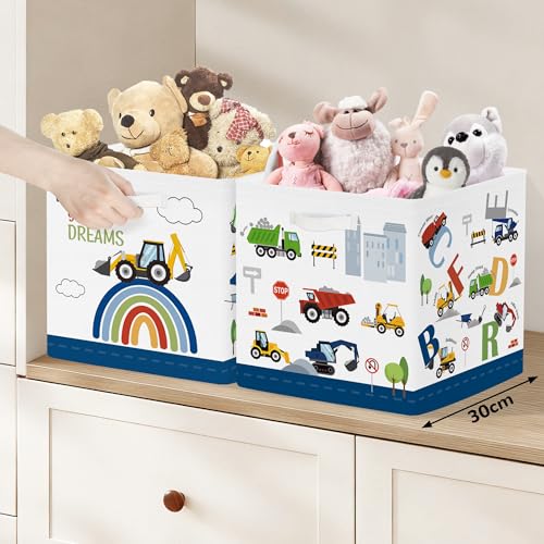 Clastyle Cars Storage Cube Organizer Set Handle Closet Clothes Cube with Metal Frame Foldable Parents Organizer Storage Basket for Book Toy,Number Letter,11.8x11.8x11.8 in - color: Number Letter, size: 11.8x11.8x11.8 in