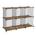 HOOBRO Wire Cube Storage Organizer, 6-Cube Shelves, Modular Shelves with Metal Grid, DIY Closet Cabinet for Living Room, Bedroom, Rustic Brown and Black BF06CW01 - size: 2 tier(25.2"H)